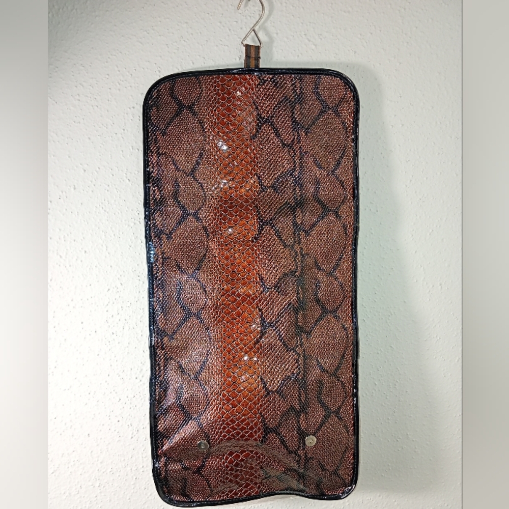 Brown Black Snake Print Hanging Travel Organizer